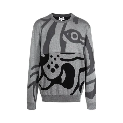 Tiger Printed Round Neck Sweater