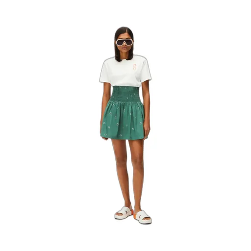 Smocked Bandana-Print Mini Skirt