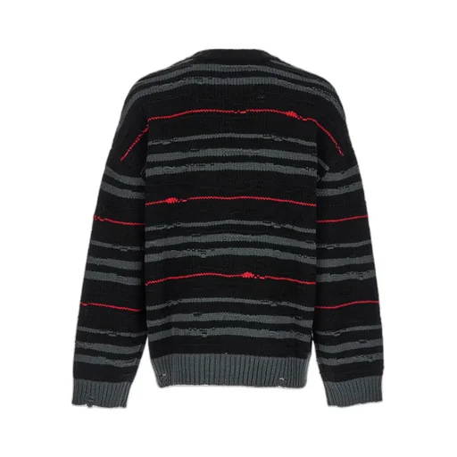 Ripped Drop Shoulder Striped Jumper