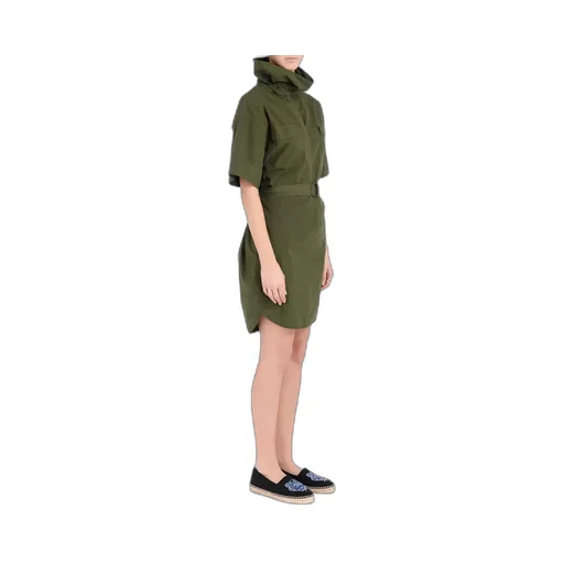 High-Neck Belted Dress