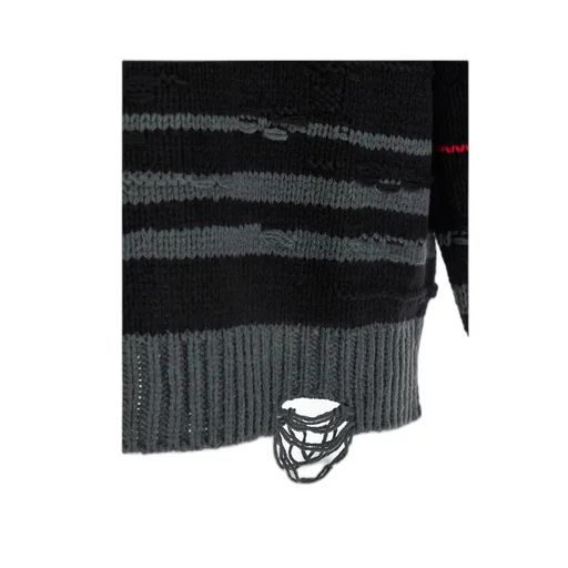 Ripped Drop Shoulder Striped Jumper