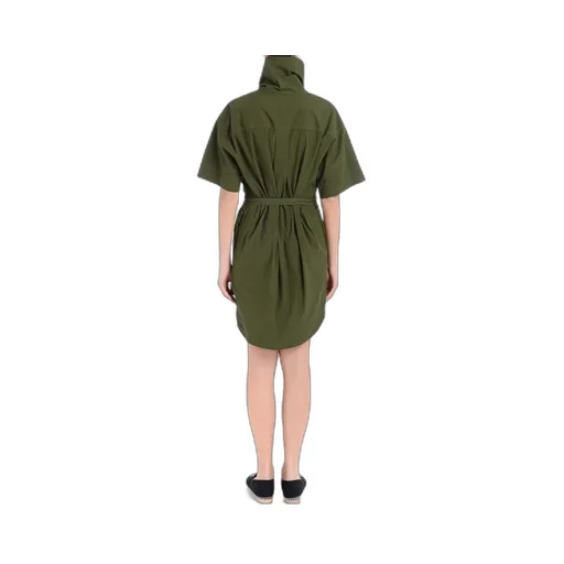 High-Neck Belted Dress
