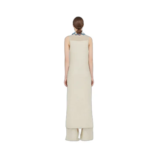 Semi-Sheer Knitted Sleeveless Long Dress