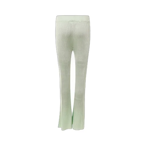 High-Waisted Ribbed-Knit Trousers