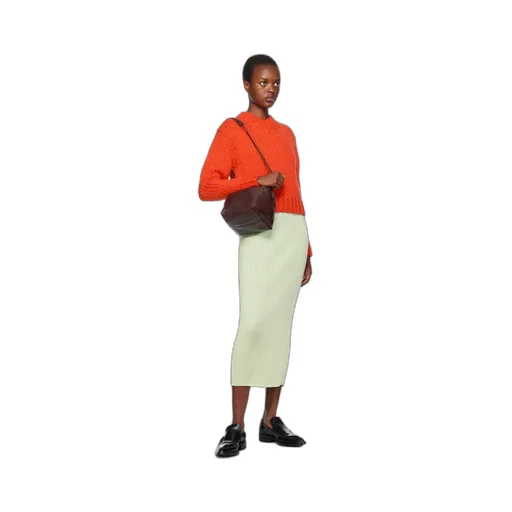 Ribbed-Knit Midi Skirt
