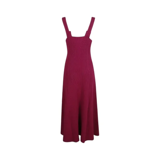 Ribbed Knitted Flared Midi Dress