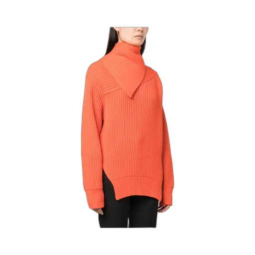 Foldover Neck Ribbed-Knit Jumper