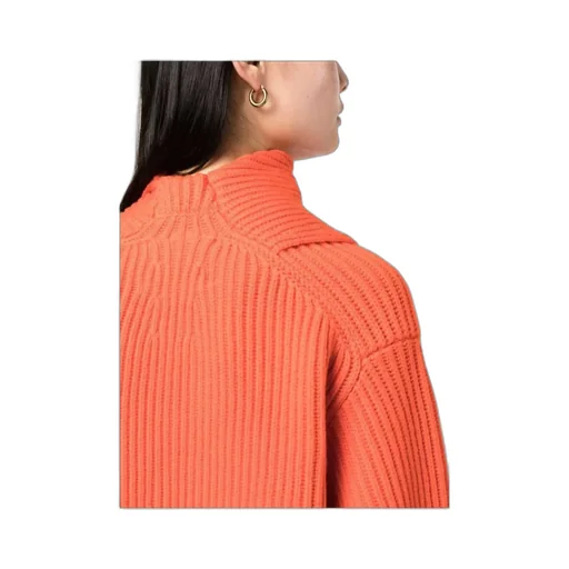 Foldover Neck Ribbed-Knit Jumper