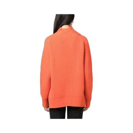 Foldover Neck Ribbed-Knit Jumper