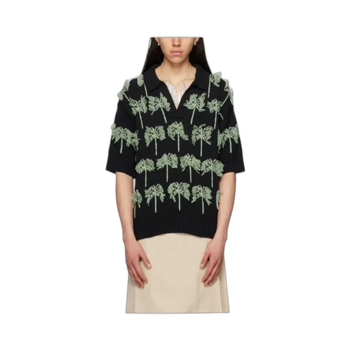 Palm-Tree Knitted Polo Shirt