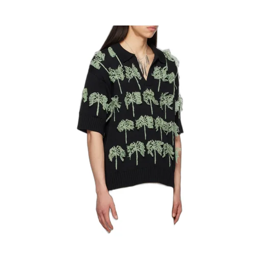 Palm-Tree Knitted Polo Shirt