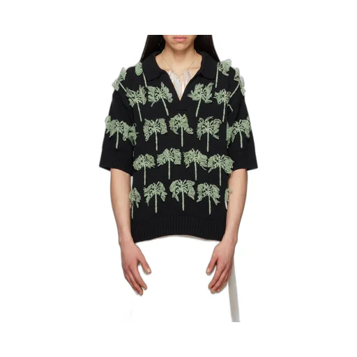 Palm-Tree Knitted Polo Shirt
