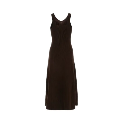 Ribbed Knitted Flared Midi Dress