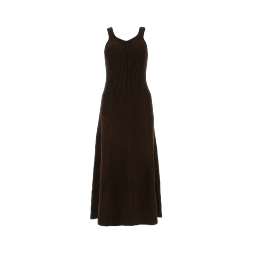 Ribbed Knitted Flared Midi Dress