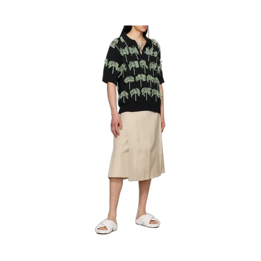 Palm-Tree Knitted Polo Shirt
