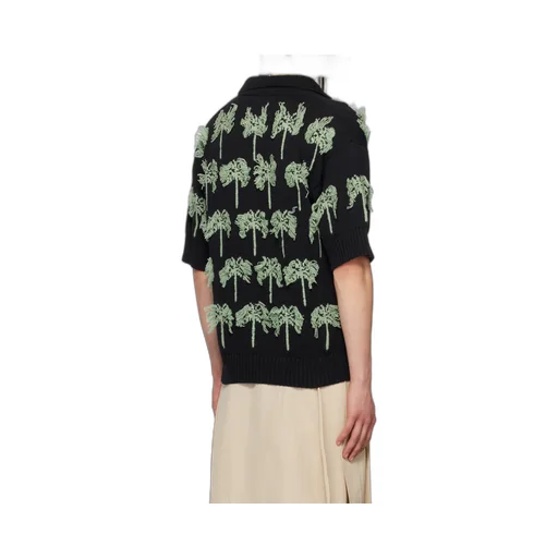 Palm-Tree Knitted Polo Shirt