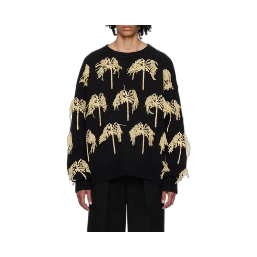 Intarsia Fringed Cotton-Blend Jumper