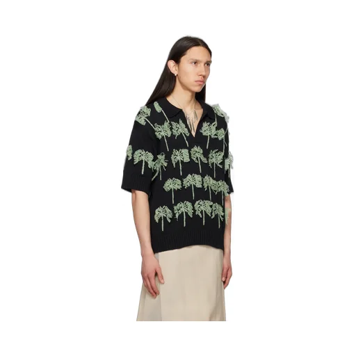 Palm-Tree Knitted Polo Shirt