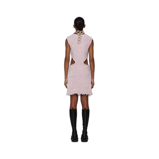 Cut Out Detailed Frayed Knitted Mini Dress