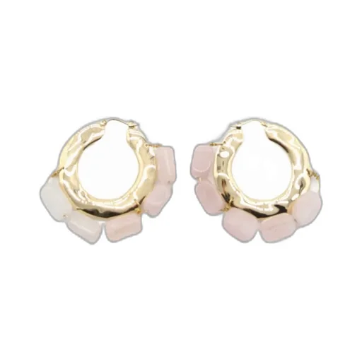 Embellished Bar-Pin Fastened Hoop Earrings