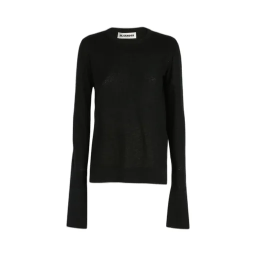 Slit-Cuff Detailed Crewneck Knitted Jumper
