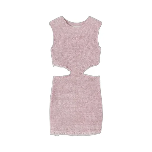 Cut Out Detailed Frayed Knitted Mini Dress