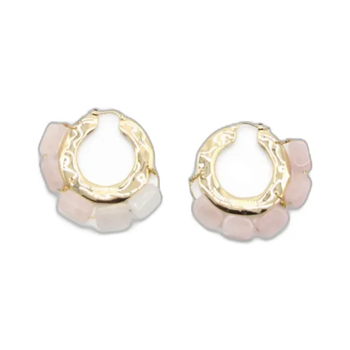 Embellished Bar-Pin Fastened Hoop Earrings