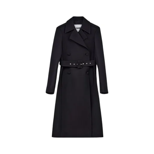 Single-Breasted Belted Long Coat