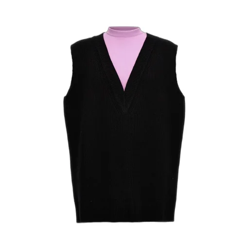 Two-Toned Sleeveless Knit Vest