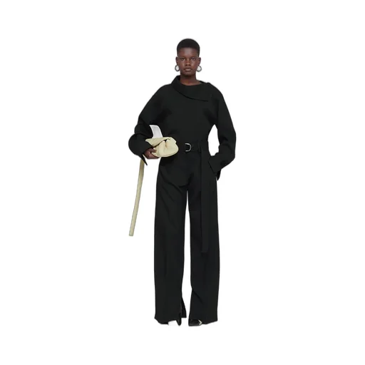 Belted High-Waist Wide-Leg Trousers