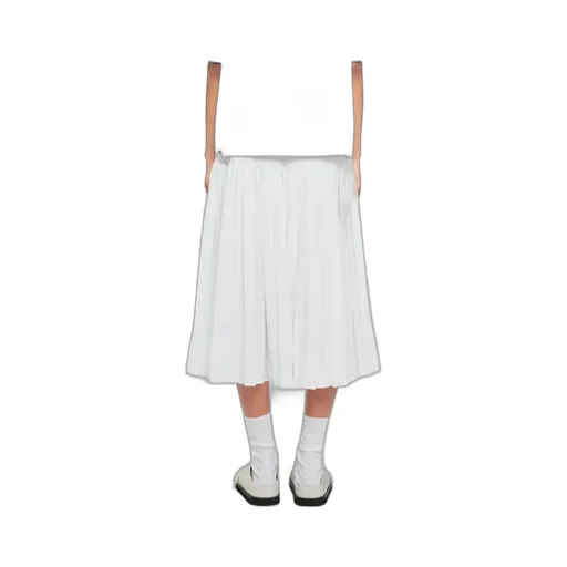 Belted-Waist Pleated Midi Skirt