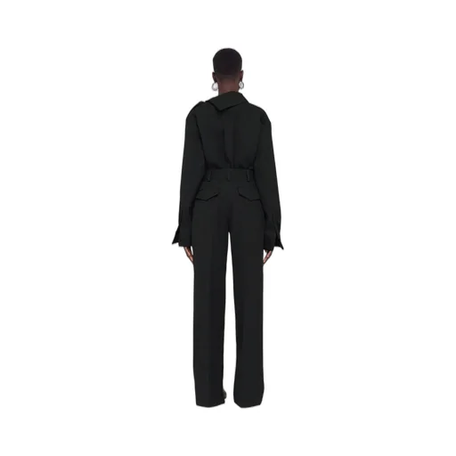 Belted High-Waist Wide-Leg Trousers