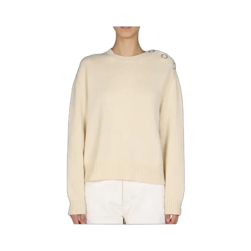 Button Detailed Crewneck Knit Jumper