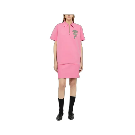 Zip Detailed Straight Hem Polo Top