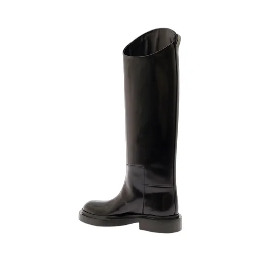 Asymmetric Round-Toe Boots