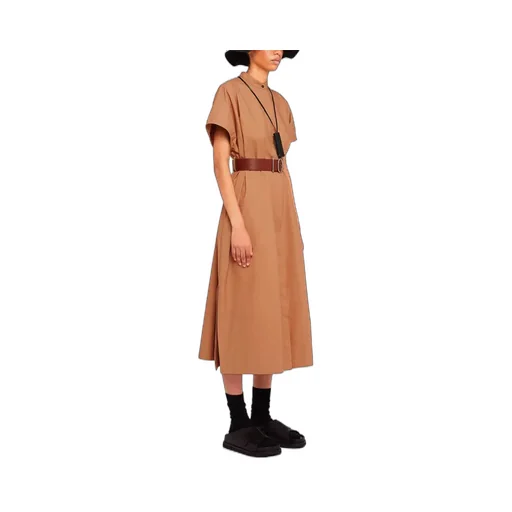 Short-Sleeved Belted Shirt Dress