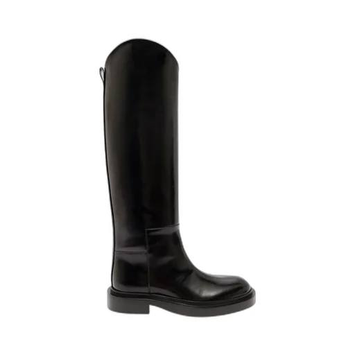 Asymmetric Round-Toe Boots