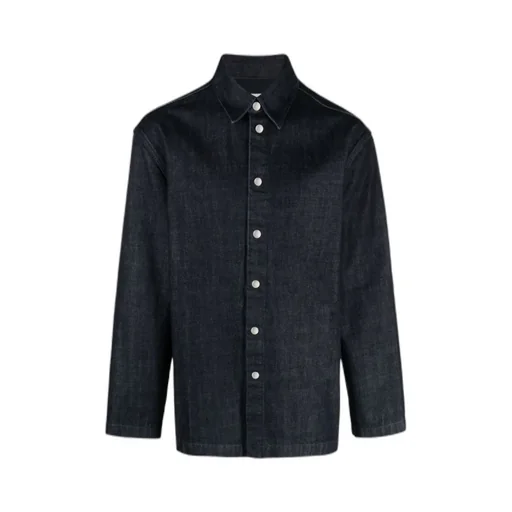 Long-Sleeved Buttoned Denim Shirt