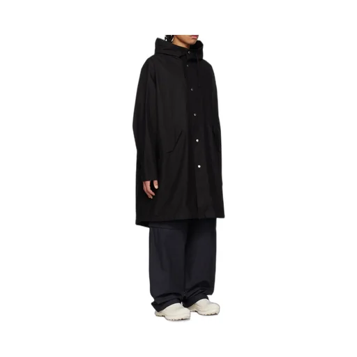 Logo Printed Drawstring Hooded Parka