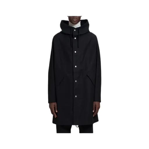 Logo Printed Drawstring Hooded Parka