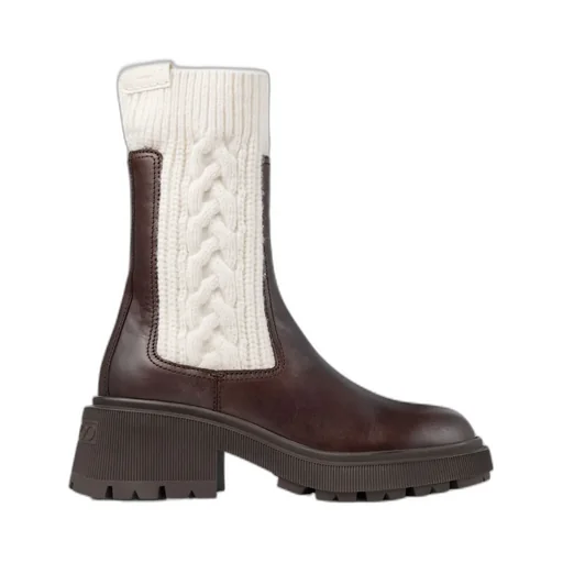 Panelled Round-Toe Boots
