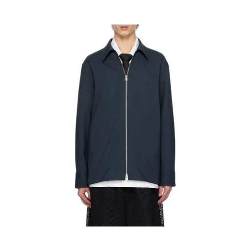 Zip-Up Straight Hem Shirt Jacket