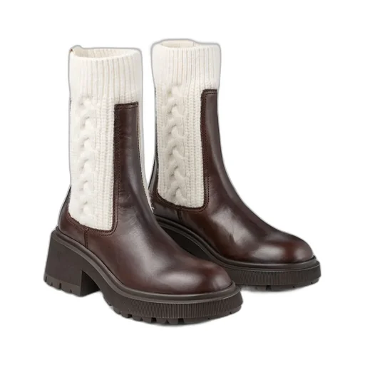 Panelled Round-Toe Boots