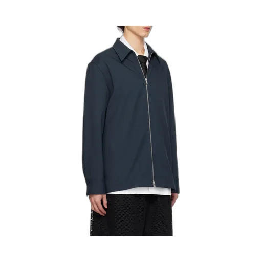 Zip-Up Straight Hem Shirt Jacket