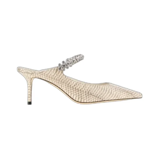 65Mm Crystal-Embellished Snakeskin Mules