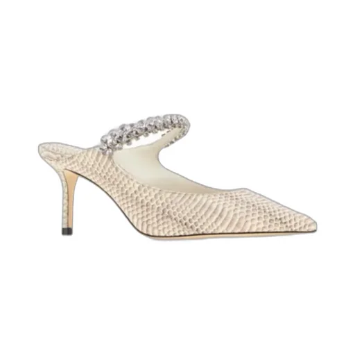 65Mm Crystal-Embellished Snakeskin Mules