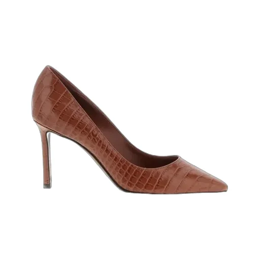 85Mm Romy Crocodile-Effect Pointed-Toe Pumps