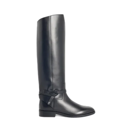 Knotted-Strap Leather Boots