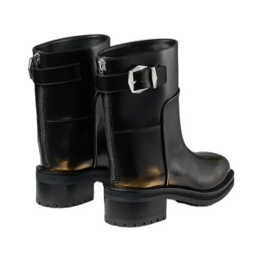 Buckle Detailed Round Toe Ankle Boots