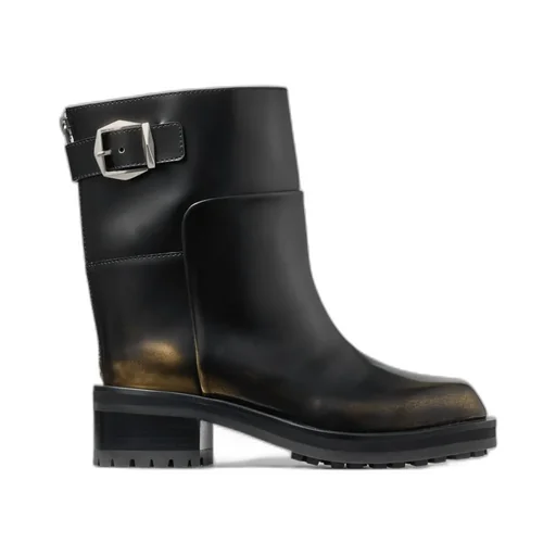 Buckle Detailed Round Toe Ankle Boots
